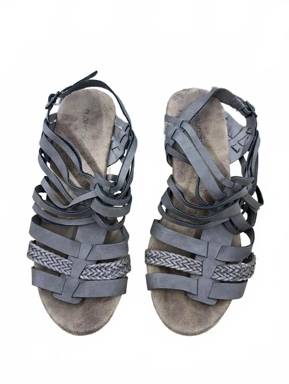 Y2K‎ Boho Festival maurices Gray Braided Cork Wedge Sandals